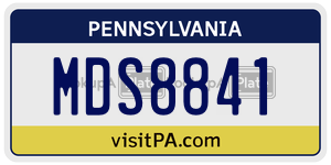 MDS8841 license plate in Pennsylvania