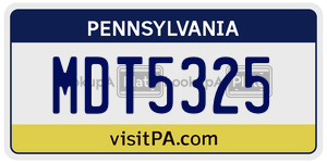 MDT5325 license plate in Pennsylvania
