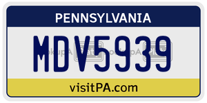 MDV5939 license plate in Pennsylvania