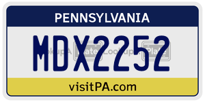MDX2252 license plate in Pennsylvania