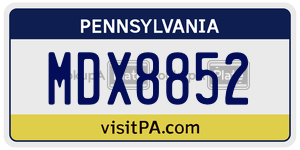 MDX8852 license plate in Pennsylvania
