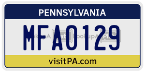 MFA0129  license plate in PA