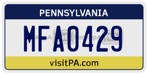 MFA0429  license plate in PA