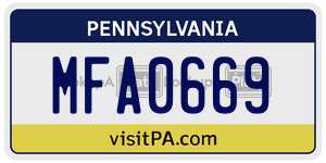 MFA0669  license plate in PA