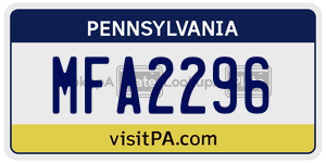 MFA2296 license plate in Pennsylvania