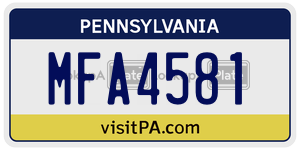 MFA4581 license plate in Pennsylvania