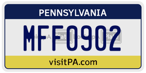 MFF0902  license plate in PA
