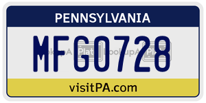 MFG0728  license plate in PA
