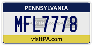 MFL7778 license plate in Pennsylvania