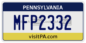 MFP2332 license plate in Pennsylvania