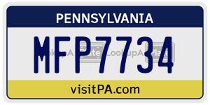 MFP7734 license plate in Pennsylvania