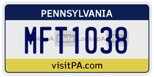 MFT1038  license plate in PA