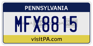 MFX8815 license plate in Pennsylvania