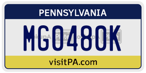 MG0480K license plate in Pennsylvania