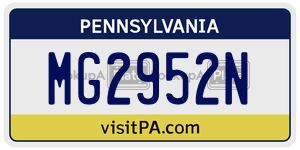 MG2952N license plate in Pennsylvania