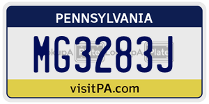 MG3283J license plate in Pennsylvania