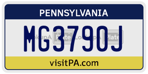 MG3790J license plate in Pennsylvania