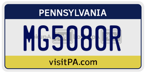 MG5080R  license plate in PA