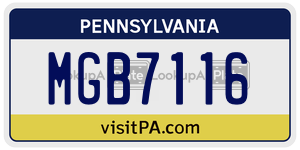 MGB7116 license plate in Pennsylvania