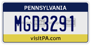 MGD3291  license plate in PA