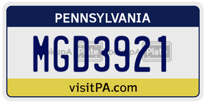 MGD3921  license plate in PA