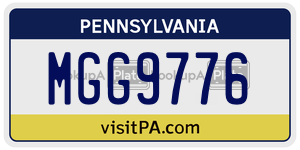 MGG9776 license plate in Pennsylvania