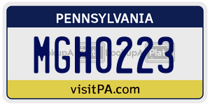 MGH0223 license plate in Pennsylvania