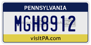 MGH8912 license plate in Pennsylvania