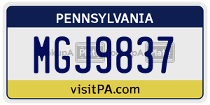 MGJ9837  license plate in PA