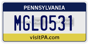 MGL0531  license plate in PA