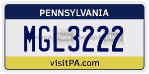 MGL3222  license plate in PA