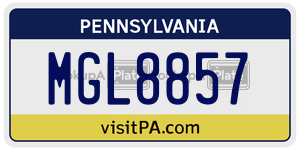 MGL8857  license plate in PA