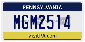 MGM2514  license plate in PA