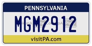 MGM2912 license plate in Pennsylvania