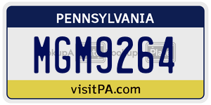 MGM9264  license plate in PA