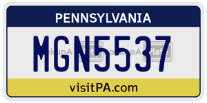MGN5537 license plate in Pennsylvania
