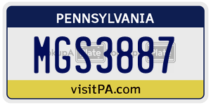 MGS3887 license plate in Pennsylvania