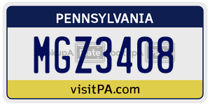 MGZ3408  license plate in PA
