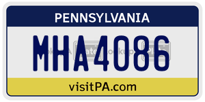 MHA4086 license plate in Pennsylvania