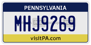 MHJ9269 license plate in Pennsylvania