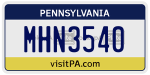 MHN3540  license plate in PA