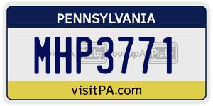 MHP3771 license plate in Pennsylvania