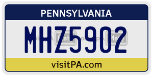 MHZ5902 license plate in Pennsylvania