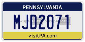 MJD2071  license plate in PA
