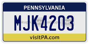 MJK4203  license plate in PA