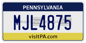 MJL4875 license plate in Pennsylvania