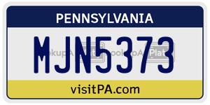 MJN5373  license plate in PA