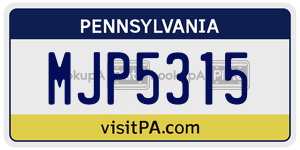 MJP5315 license plate in Pennsylvania