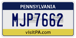 MJP7662 license plate in Pennsylvania
