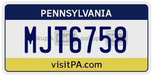 MJT6758 license plate in Pennsylvania